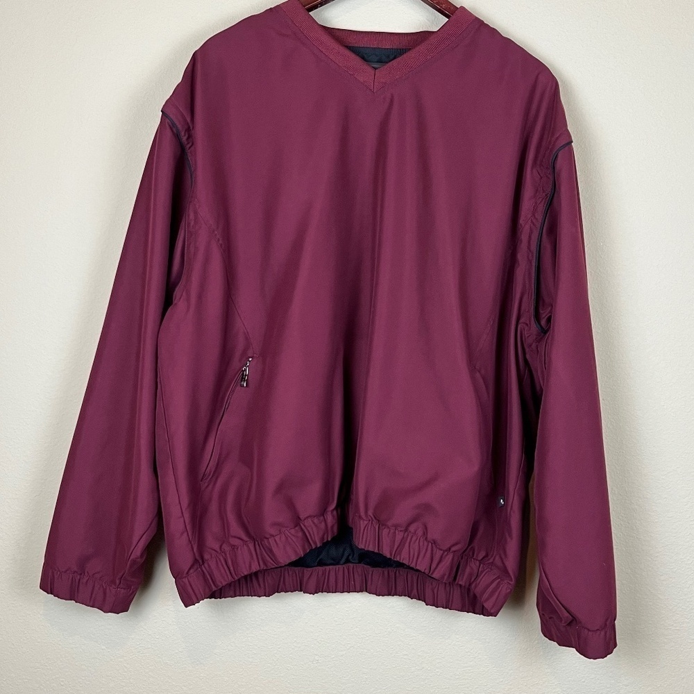 GrandSlam Golf Pull Over Jacket Maroon Burgundy V-Neck; Size XL; Flaw